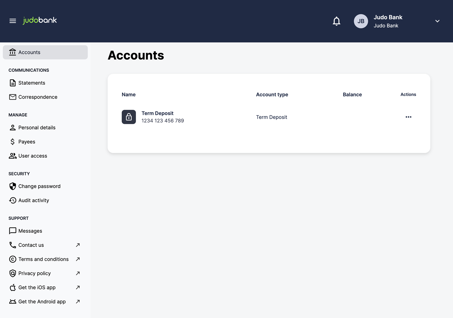 Account List screen