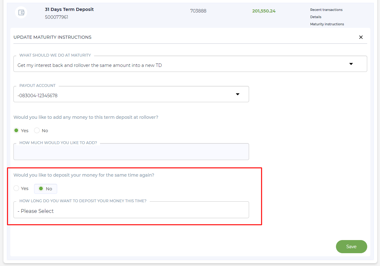 Updating Maturity instructions - step 8