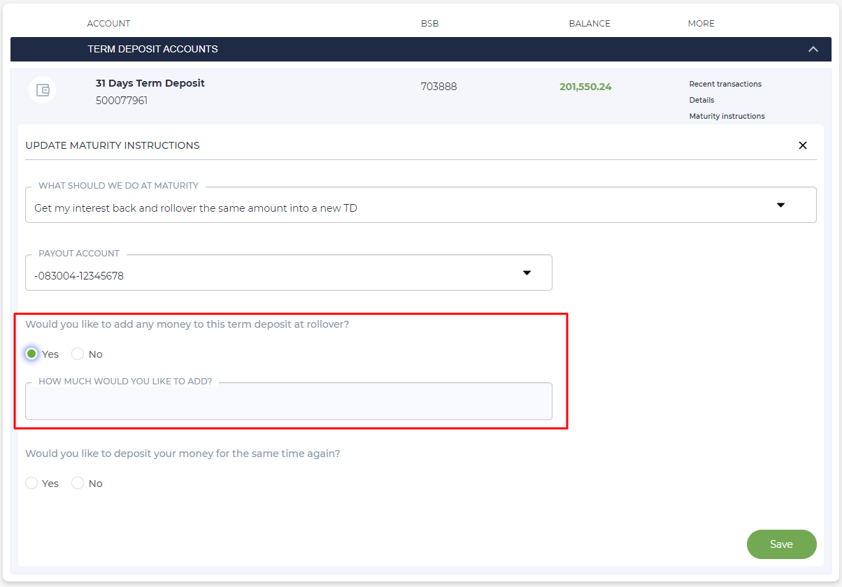 Updating Maturity instructions - step 7